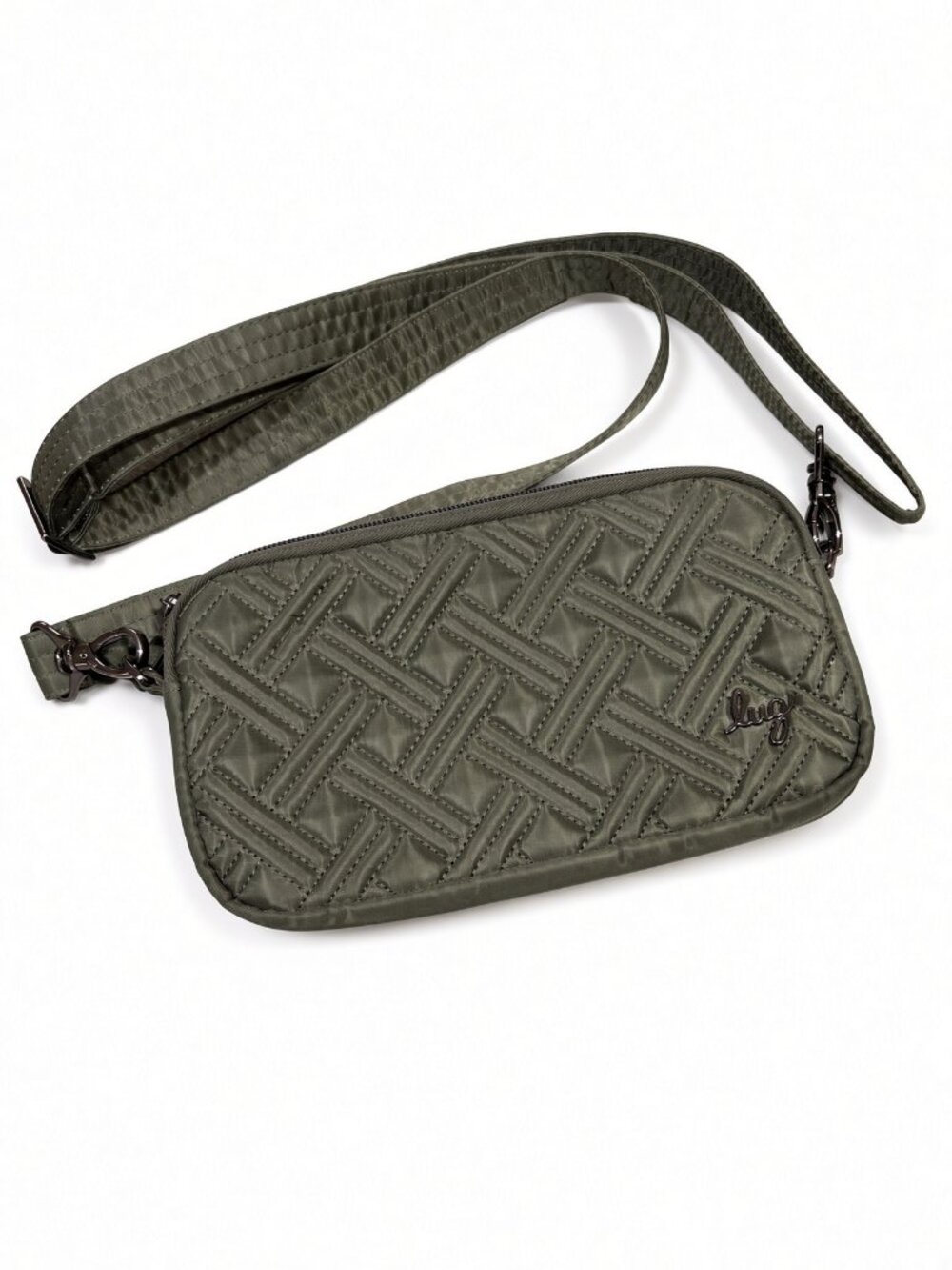 Lug Coupe XL Convertible Crossbody Belt Bag Olive Green Quilted RFID wallet